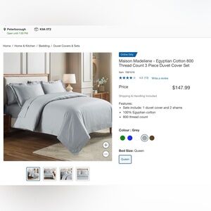 Luxury Queen Egyptian Cotton Duvet Cover Set - Silver